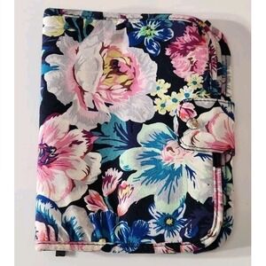 Vera Bradley Zip-In Makeup Brush Case Garden Grove Blue Pink Soft Organization